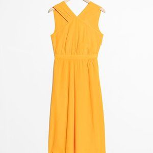 Yellow Midi Cross Front Dress